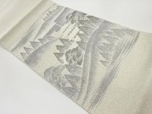 砂子綴れ山並みに寺院風景模様織出し袋帯